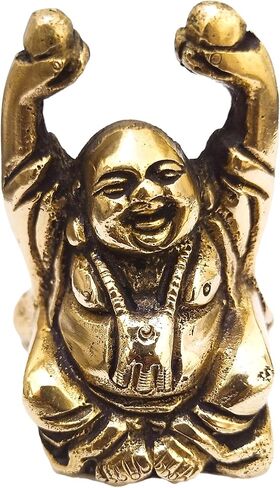 athizay Laughing Buddha Sitting 5.5 cm Brass Happy Ho Tai Monk Statues Known as Prosperity Buddha Home Decor and Gifting Idols in Kuwait