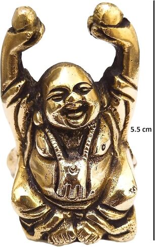 athizay Laughing Buddha Sitting 5.5 cm Brass Happy Ho Tai Monk Statues Known as Prosperity Buddha Home Decor and Gifting Idols in Kuwait