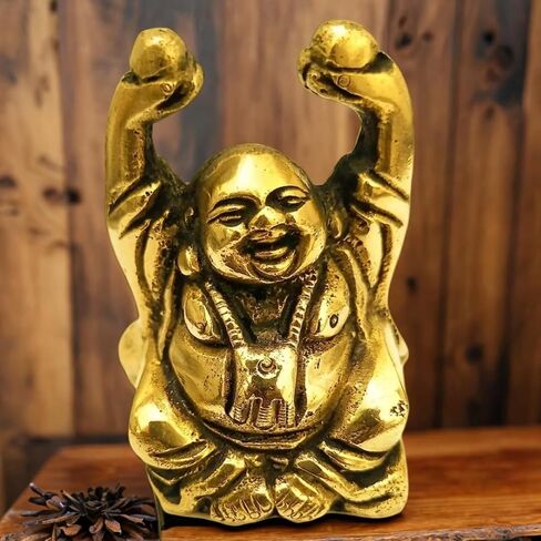 athizay Laughing Buddha Sitting 5.5 cm Brass Happy Ho Tai Monk Statues Known as Prosperity Buddha Home Decor and Gifting Idols in Kuwait