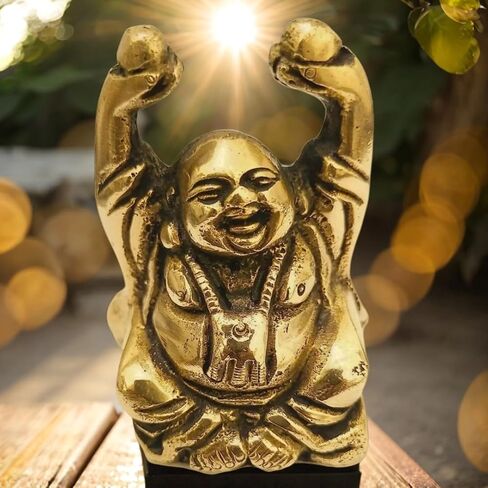 athizay Laughing Buddha Sitting 5.5 cm Brass Happy Ho Tai Monk Statues Known as Prosperity Buddha Home Decor and Gifting Idols in Kuwait
