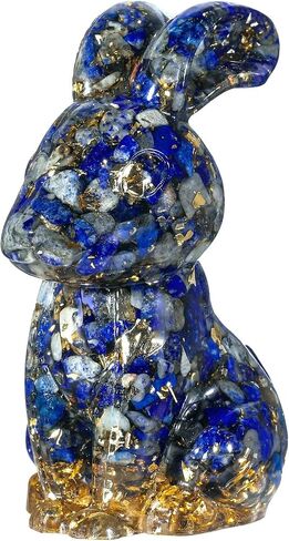 Rockcloud اليدوية اللازورد الكريستال الراتنج تمثال الأرنب الكريستال حجر تمثال الحيوان نحت النحت للمنزل مكتب الديكور in Saudi Arabia