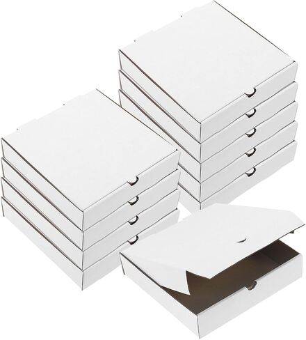 uxcell Pizza Box, 10pcs 8 x 8 Inches - Cowhide Paper Mini Pizza Boxes, Square Corrugated Storage Container for Cake Cookies Pizza Party (White) in Saudi Arabia
