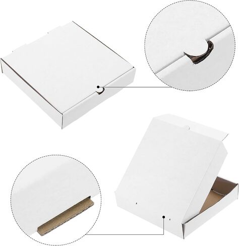 uxcell Pizza Box, 10pcs 8 x 8 Inches - Cowhide Paper Mini Pizza Boxes, Square Corrugated Storage Container for Cake Cookies Pizza Party (White) in Saudi Arabia