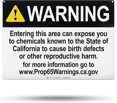 TRADESAFE Prop 65 Cancer and Reproductive Harm Warning Signs, Quick Install Aluminum Safety Sign, Light Reflective, UV-Resistant, Waterproof Signs for Business, 14" X 10" Proposition 65 Sign in Kuwait
