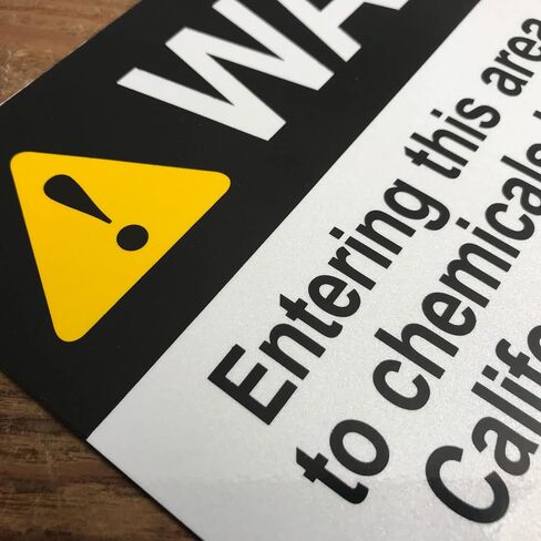 TRADESAFE Prop 65 Cancer and Reproductive Harm Warning Signs, Quick Install Aluminum Safety Sign, Light Reflective, UV-Resistant, Waterproof Signs for Business, 14" X 10" Proposition 65 Sign in Kuwait