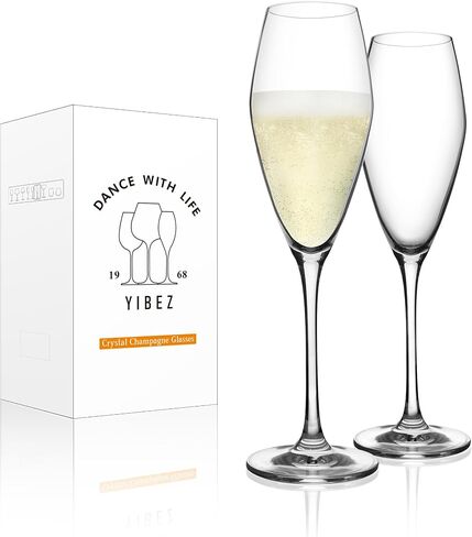 Champagne Flutes, Set of 2 Crystal Champagne Glasses, 9 OZ Prosecco Glasses, Housewarming/Wedding Gifts in Saudi Arabia
