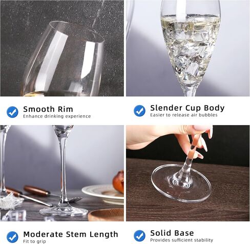 Champagne Flutes, Set of 2 Crystal Champagne Glasses, 9 OZ Prosecco Glasses, Housewarming/Wedding Gifts in Saudi Arabia