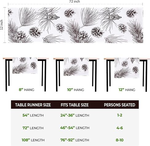 مفرش طاولة شتوي من Woodland Pinecone - مثالي لديكورات الشتاء، وديكور المقصورة، وديكور الشتاء، وغرف الطعام الريفية ومطابخ المزرعة (بطول 12 × 72 بوصة) in Saudi Arabia