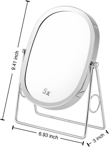 JOYOEIKON 5X Magnifying Makeup Mirror Table Mirror with Stand Countertop Mirror 2 Sided with Magnification 360° Rotation Vanity Cosmetic Mirror (Black) in Saudi Arabia