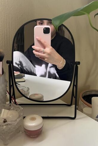 JOYOEIKON 5X Magnifying Makeup Mirror Table Mirror with Stand Countertop Mirror 2 Sided with Magnification 360° Rotation Vanity Cosmetic Mirror (Black) in Saudi Arabia