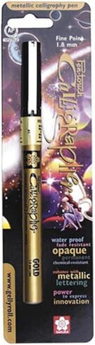 SAKURA Pen-Touch Calligrapher Paint Markers - Paint Pens for Metal, Wood, Plastic, & More - Assorted Metallic Colors - Fine Tip Size - 4 Pack in Saudi Arabia