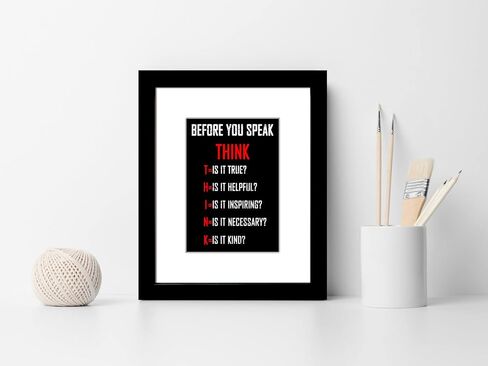 Wieco Art Think Quotes Wall Art Inspirational Canvas Print Motivation Classroom Decor With Black Frame and Real Glass for Home Office Wall Decoration in Saudi Arabia