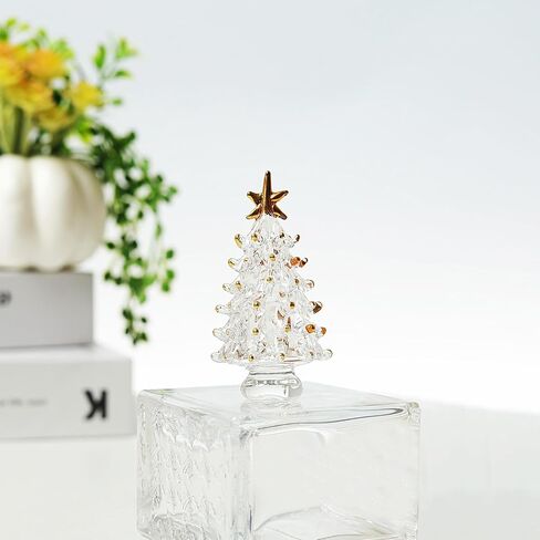 Clear Hand Blown Glass Christmas Tree Glass Figurine Decoration for Xmas Window Tabletop Mantel in Saudi Arabia