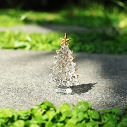 Clear Hand Blown Glass Christmas Tree Glass Figurine Decoration for Xmas Window Tabletop Mantel in Saudi Arabia