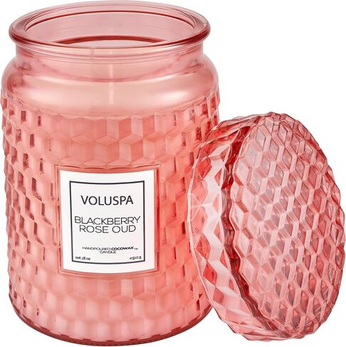 Voluspa Milk Rose, Large Candle Jar, 18 Ounce, 100 Hour Burn Time, All Natural Wicks and Coconut Wax for Clean Burning, Vegan, Poured in The USA in Saudi Arabia