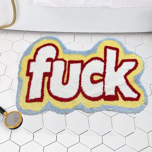 UKELER Funny FUK Bathroom Rug Soft Microfiber Bathroom Floor Mat Non-Slip Machine Washable Bath Rug for Shower 35.4''x23.6'' in Saudi Arabia