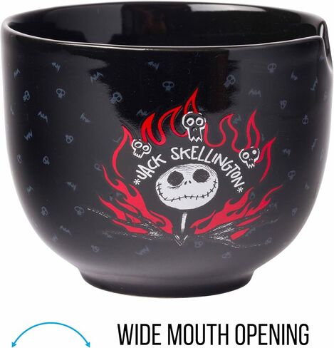 Silver Buffalo Disney Nightmare Before Christmas Jack Skellington Ceramic Ramen Noodle Rice Bowl with Chopsticks, Microwave Safe, 20 Ounces in Saudi Arabia