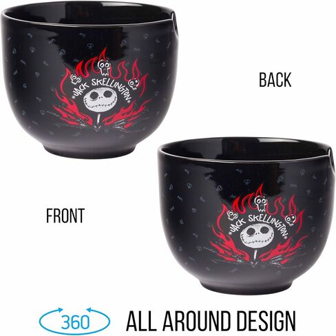 Silver Buffalo Disney Nightmare Before Christmas Jack Skellington Ceramic Ramen Noodle Rice Bowl with Chopsticks, Microwave Safe, 20 Ounces in Saudi Arabia
