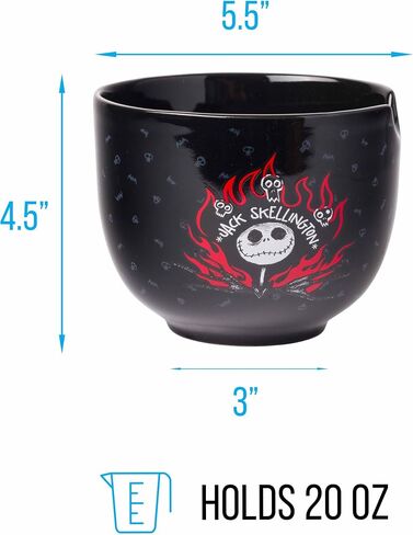 Silver Buffalo Disney Nightmare Before Christmas Jack Skellington Ceramic Ramen Noodle Rice Bowl with Chopsticks, Microwave Safe, 20 Ounces in Saudi Arabia