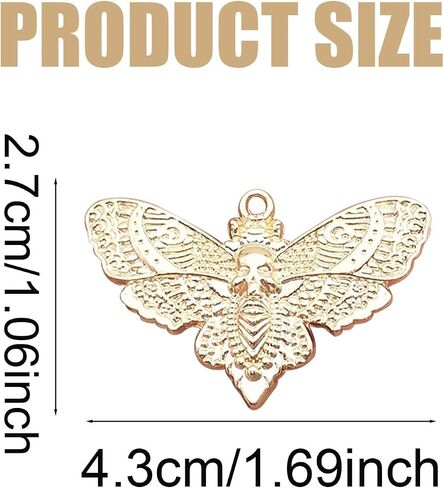 20PCS Skull Head Moth Pendant Alloy Gothic Moth Charms Death Head Insect Jewelry Charms For Jewelry Making DIY Bracelets Necklaces Crafts in Saudi Arabia