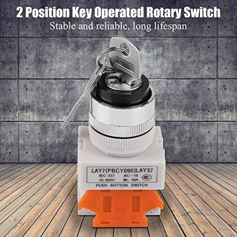 Key Operated Switch 2 Position Security Key Lock Switch LAY37-11Y/21 220V 5A Rotary Selector with 2 Keys in Saudi Arabia