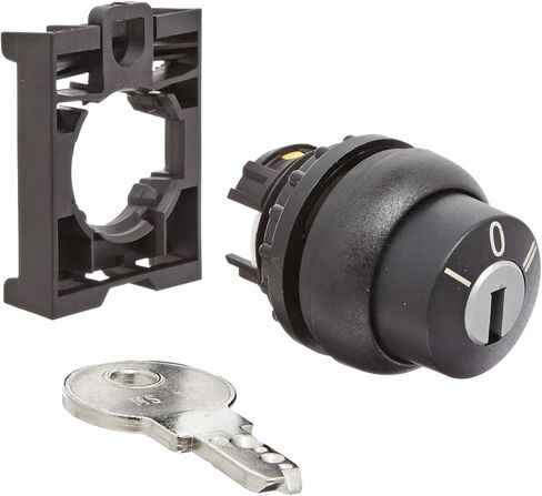 Eaton M22-WS3 Key Lock Selector Switch, 3 Positions, Keylock Actuator Style, Off-On Action, Silver Bezel Color, 45 Degree Turning Radius in Saudi Arabia