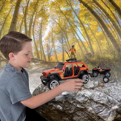 NKOK Realtree 1/18 Scale Free-Wheel Playsets 10-PC Set, RT Ram 1500 Rebel Polaris Sportsman on Trailer & Accessories playset (Game Hoist, Roof Rack, Roll Bar, Hunter, Helmet, Dog, Rifle, Rifle Case) in Kuwait
