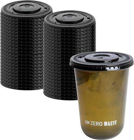 LIDS ONLY: Zero Waste 3.5 x 3.5 Inch Plastic Lids, 100 Disposable Flat Lids - Cups Sold Separately, Commercially Compostable, Black PLA Plastic Lids, Fits 12,16, And 24 Ounce Cups - Restaurantware in Saudi Arabia