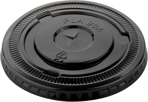 LIDS ONLY: Zero Waste 3.5 x 3.5 Inch Plastic Lids, 100 Disposable Flat Lids - Cups Sold Separately, Commercially Compostable, Black PLA Plastic Lids, Fits 12,16, And 24 Ounce Cups - Restaurantware in Saudi Arabia