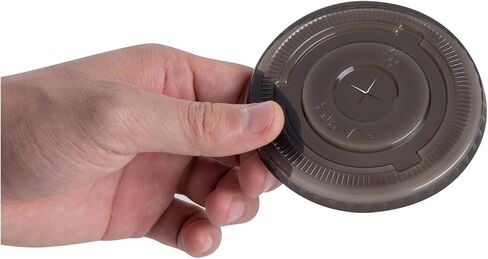 LIDS ONLY: Zero Waste 3.5 x 3.5 Inch Plastic Lids, 100 Disposable Flat Lids - Cups Sold Separately, Commercially Compostable, Black PLA Plastic Lids, Fits 12,16, And 24 Ounce Cups - Restaurantware in Saudi Arabia