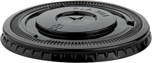 LIDS ONLY: Zero Waste 3.5 x 3.5 Inch Plastic Lids, 100 Disposable Flat Lids - Cups Sold Separately, Commercially Compostable, Black PLA Plastic Lids, Fits 12,16, And 24 Ounce Cups - Restaurantware in Saudi Arabia