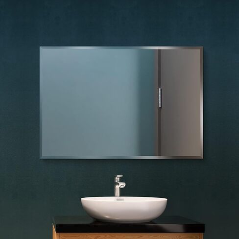 Fab Glass ومرآة مستطيلة بدون إطار مثبتة على الحائط دعامة أمان - مرآة حافة مشطوفة مقاس 1 بوصة لغرفة الزينة والحمام وغرفة النوم وغرفة المعيشة، مقاس 76.2 سم × 101.6 سم، شفافة in Kuwait