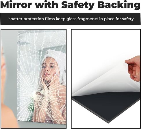 Fab Glass ومرآة مستطيلة بدون إطار مثبتة على الحائط دعامة أمان - مرآة حافة مشطوفة مقاس 1 بوصة لغرفة الزينة والحمام وغرفة النوم وغرفة المعيشة، مقاس 76.2 سم × 101.6 سم، شفافة in Kuwait