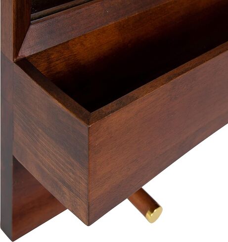 Kate and Laurel Hinter Mid-Century Framed Wall Mirror with Pocket Shelf, 24 x 24, Walnut Brown, Organizing Mail Holder and Wall Hooks in Saudi Arabia
