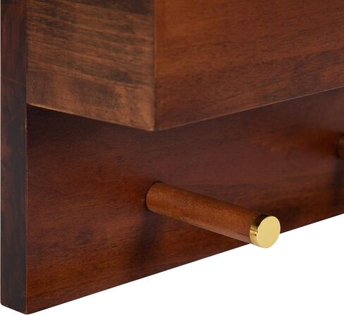 Kate and Laurel Hinter Mid-Century Framed Wall Mirror with Pocket Shelf, 24 x 24, Walnut Brown, Organizing Mail Holder and Wall Hooks in Saudi Arabia