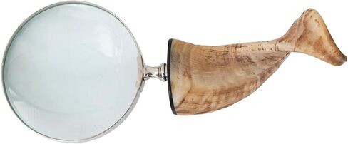 Creative Co-Op Stainless Steel Horn Handle Magnifying Glass, 4" L x 4" W x 10" H, Natural in Saudi Arabia