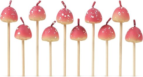 Genuine Fred Woodland Wicks, Set of 10 Mushroom Party Candles, Birthday Cake Candles, Cottagecore Aesthetic, Includes Two Sizes in Saudi Arabia