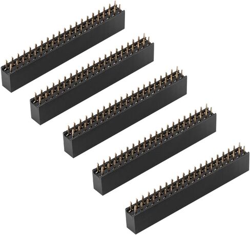 5Pcs Female Pin Headers 2x20 Pins 2.54m Dual Row Short Pin Headers Connector PCB Board Pin Header Strip for in Saudi Arabia