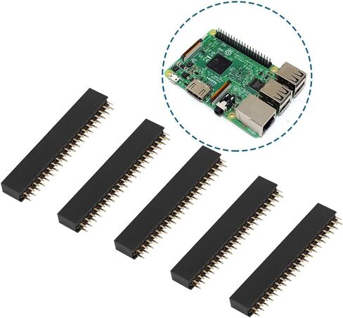5Pcs Female Pin Headers 2x20 Pins 2.54m Dual Row Short Pin Headers Connector PCB Board Pin Header Strip for in Saudi Arabia