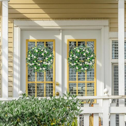Sggvecsy 18’’ St. Patrick's Day Shamrocks Wreath for Front Door with Daisy Eucalyptus Leaves 30 Green Lights Artificial Greenery Clover Wreath for Irish St. Patrick's Day Decoration Wall Home Decor in Saudi Arabia