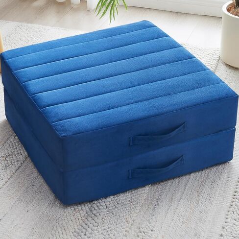 JKMAX 22 inches Floor Pillow for Adults - Large Meditation Cushion with Thick Foam & Soft Tufted Cover - Premium Outdoor Square Floor Cushion Seat - Yoga Pillows for Sitting On Floor - Light Gray in Saudi Arabia