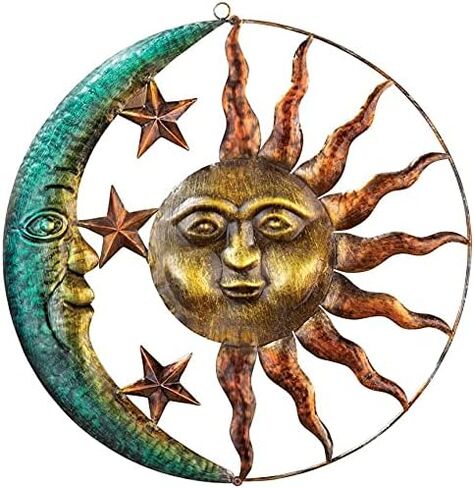 Generic Moon and Sun Metal Wall Art, Outdoor Yard Decor, Garden Statues, Home Décor, Gold in Saudi Arabia