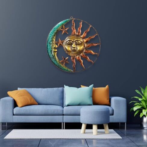 Generic Moon and Sun Metal Wall Art, Outdoor Yard Decor, Garden Statues, Home Décor, Gold in Saudi Arabia