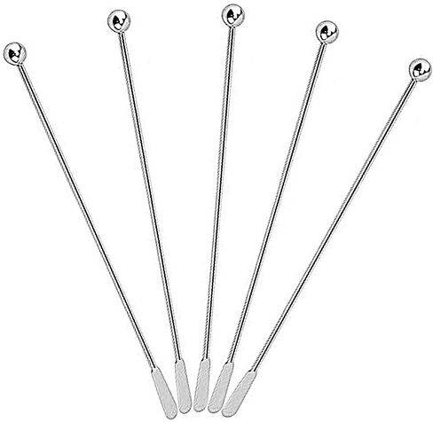 تحريك مشروبات القهوة - عصا دوارة لشرب الكوكتيل من الفولاذ المقاوم للصدأ مع مجاذيف صغيرة مستطيلة (5 عبوات) in Kuwait