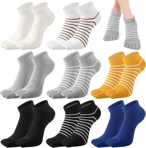 8 أزواج من جوارب أصابع القدم بدون عرض للجري بخمسة أصابع جوارب كاحل قطنية قابلة للتنفس للنساء والرجال للجري الرياضي in Kuwait