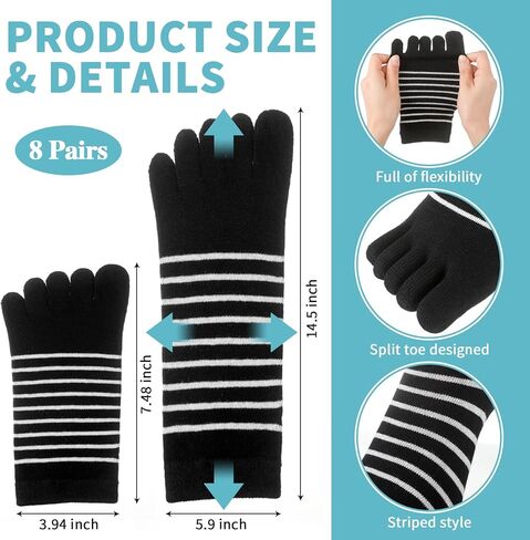 8 أزواج من جوارب أصابع القدم بدون عرض للجري بخمسة أصابع جوارب كاحل قطنية قابلة للتنفس للنساء والرجال للجري الرياضي in Kuwait