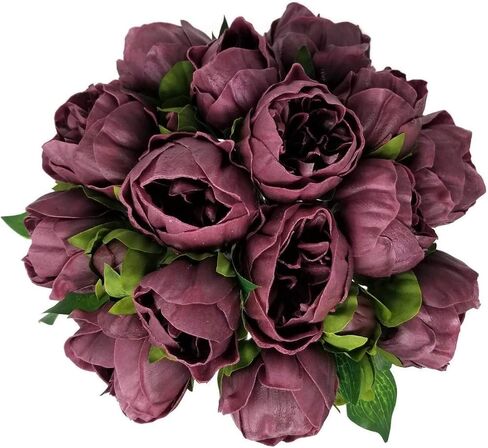 14" Real Touch Latex Peony Bunch Artificial Spring Flowers for Home Decor, Wedding Bouquets, and centerpieces (6 PCS) (Wine) in Saudi Arabia