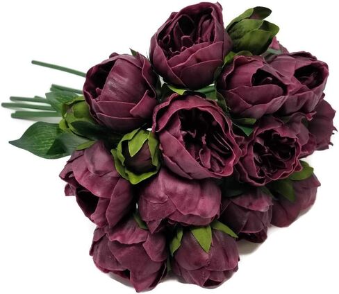 14" Real Touch Latex Peony Bunch Artificial Spring Flowers for Home Decor, Wedding Bouquets, and centerpieces (6 PCS) (Wine) in Saudi Arabia
