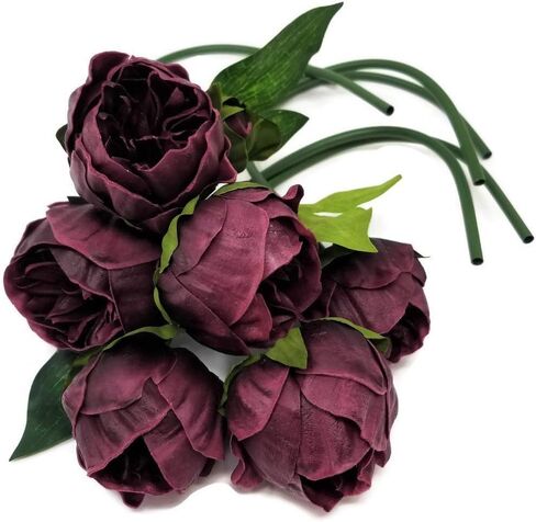 14" Real Touch Latex Peony Bunch Artificial Spring Flowers for Home Decor, Wedding Bouquets, and centerpieces (6 PCS) (Wine) in Saudi Arabia