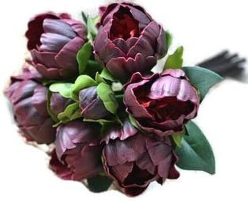 14" Real Touch Latex Peony Bunch Artificial Spring Flowers for Home Decor, Wedding Bouquets, and centerpieces (6 PCS) (Wine) in Saudi Arabia